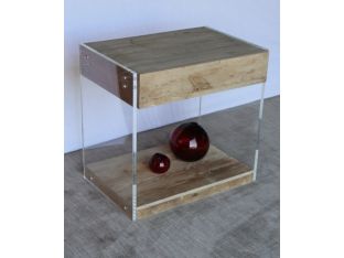 Reclaimed Wood End Table with Lucite Sides